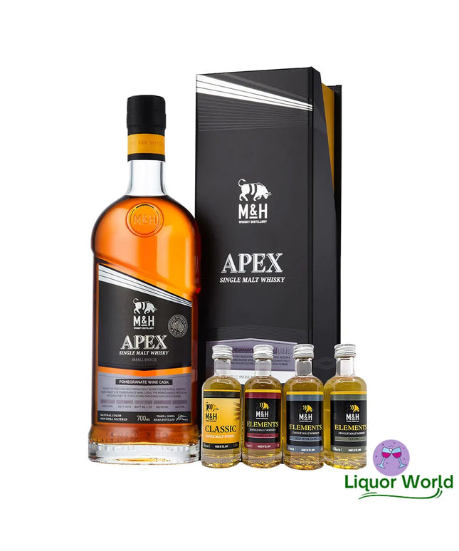 Milk & Honey Apex Pomegranate Wine Cask Strength Single Malt Israeli Whisky 700mL + Tasting Gift Pack 4 x 50mL - Liquorworld