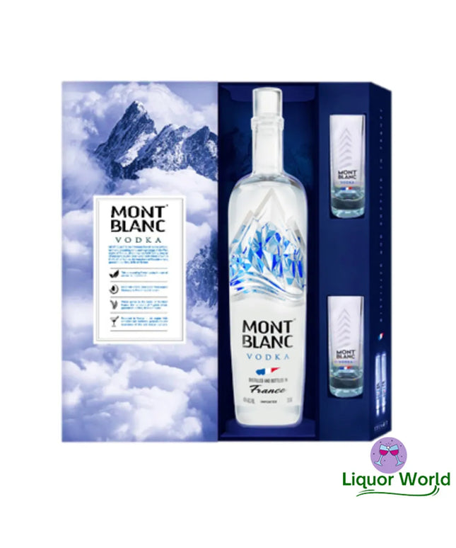 Mont Blanc Premium French Vodka & 2 Glasses Gift Pack 700ml - Liquorworld