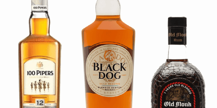 Old Monk 7YO Rum + 100 Pipers 12YO Whisky + Black Dog Triple Gold Reserve – 3 Bottle Combo Pack