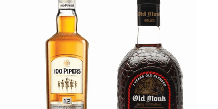 Old Monk 7YO Rum + 100 Pipers 12YO Whisky – 2 Bottle Combo