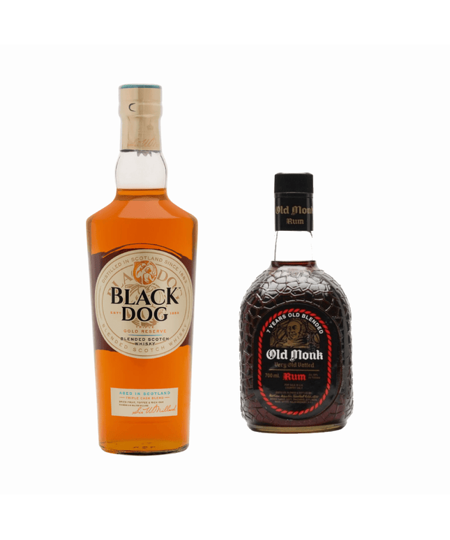 Old Monk 7YO Rum + Black Dog Triple Gold Reserve Scotch – 2 Bottle Combo