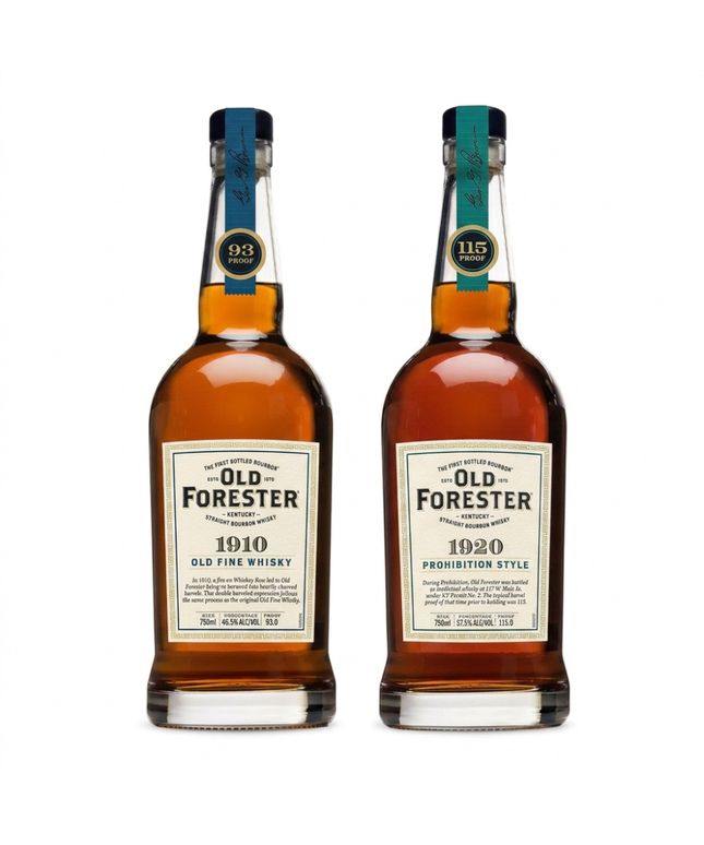 Old Forester 1910 Old Fine Whisky + 1920  Prohibition Style Kentucky Straight Bourbon Whiskey 2 x 750mL