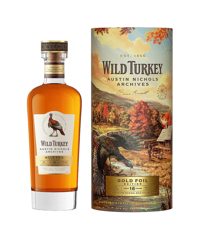 PRE-ORDER: Wild Turkey 16 Year Old Austin Nichols Archives Gold Foil Edition 120 Proof Kentucky Straight Bourbon Whiskey 750mL