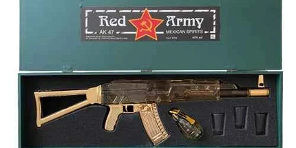 Red Army AK-47 Gold Mexican spirit with Grenade & 3 Shot Glasses 700mL