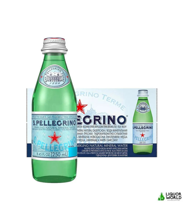 San Pellegrino Sparkling Natural Mineral Water 24 x 250mL Glass Bottles - Liquorworld