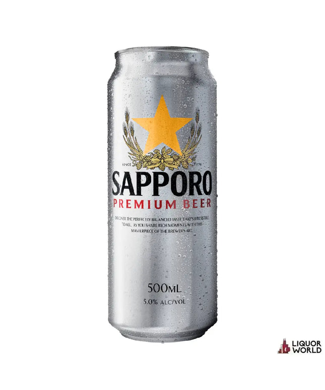 Sapporo Premium Lager Beer Cans 500ml (24 Pack) - Liquorworld