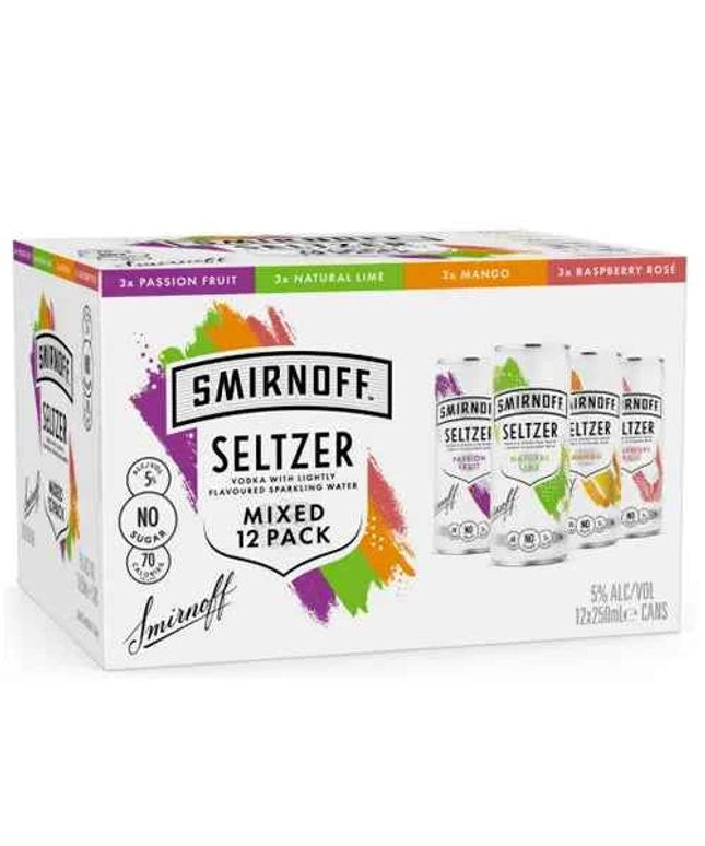 Smirnoff Seltzer Mixed 12 Pack 250ml