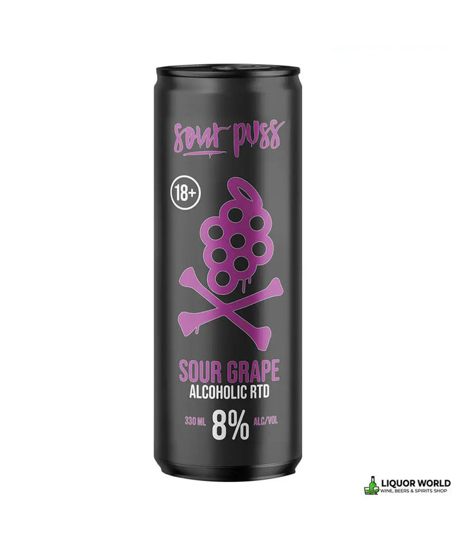 Sour Puss Sour Grape Alcoholic RTD 8% Premix 24 x 330mL Cans