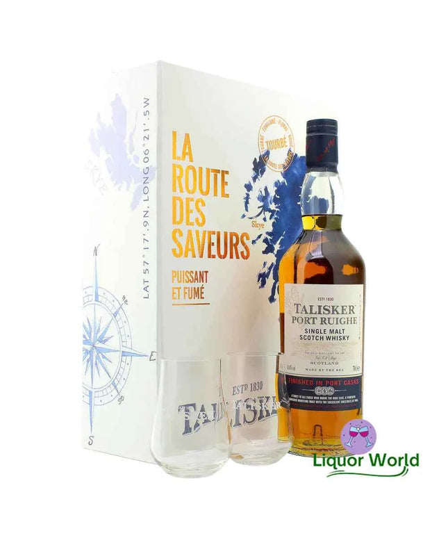 Talisker Port Ruighe + 2 Glasses Gift Set Single Malt Scotch Whisky 700mL