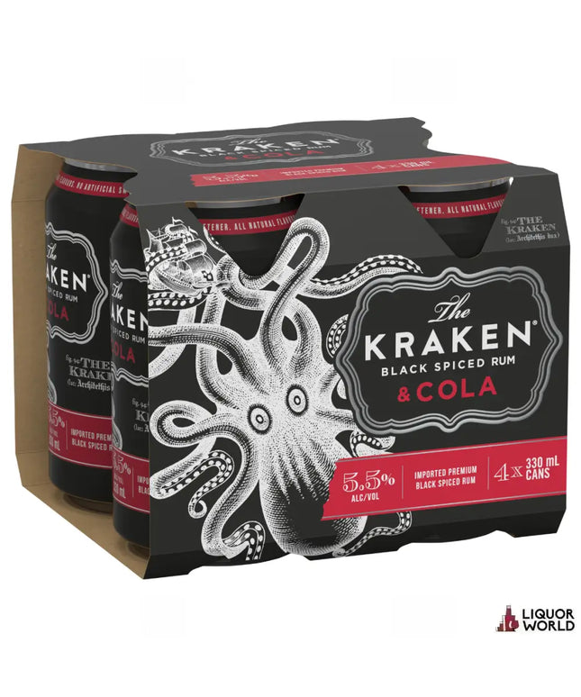 The Kraken Rum & Cola Cans 330ml (24 Pack) - Liquorworld