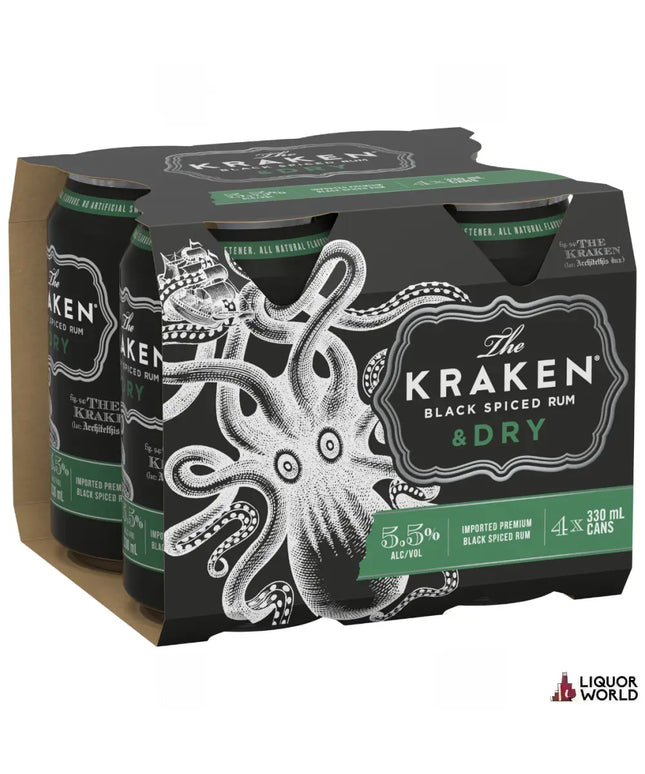 The Kraken Rum & Dry Cans 330mL (24 Pack) - Liquorworld