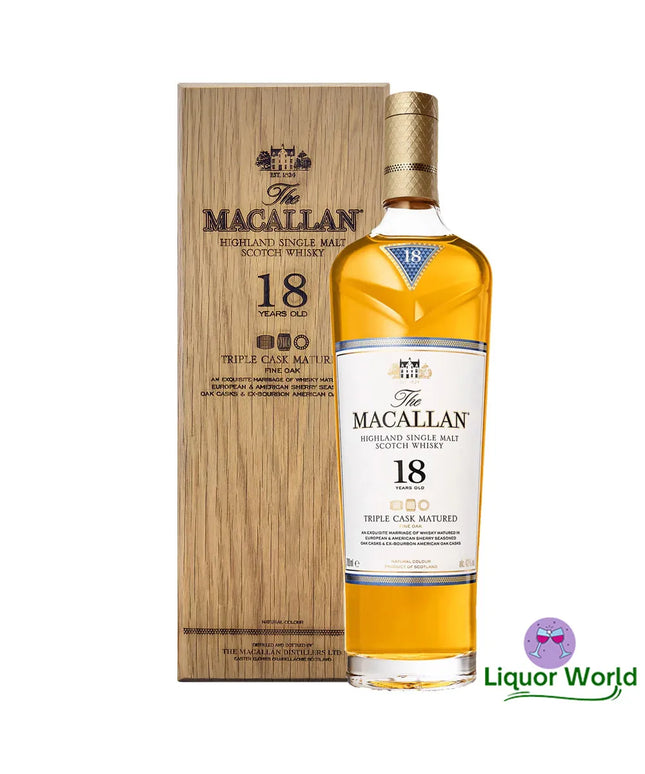 The Macallan 18 Year Old Triple Cask Wooden Box Limited Edition Single Malt Scotch Whisky 700mL - Liquorworld