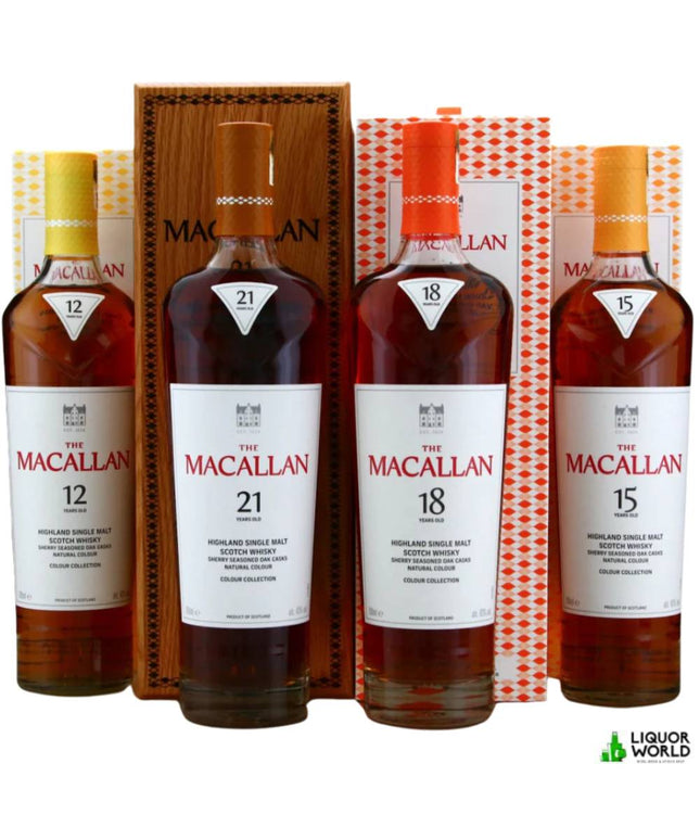 The Macallan Colour Collection 12,15,18 & 21 Year Old Single Malt Scotch Whisky 700mL