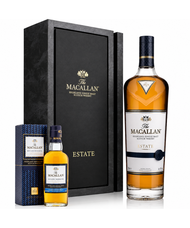 The Macallan Estate Single Malt Scotch Whisky 700mL + 1824 Estate Reserve Miniature 50mL