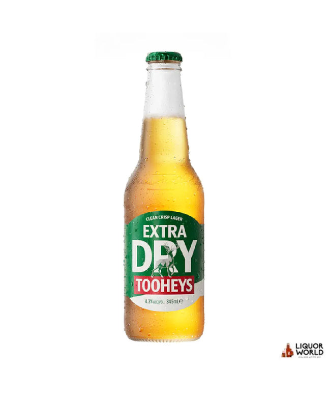 Tooheys Extra Dry Lager Beer Bottles 345ml (24 Pack) - Liquorworld