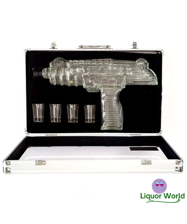 Uzi Vodka Gun + 4 Shot Glasses Briefcase 1L - Liquorworld
