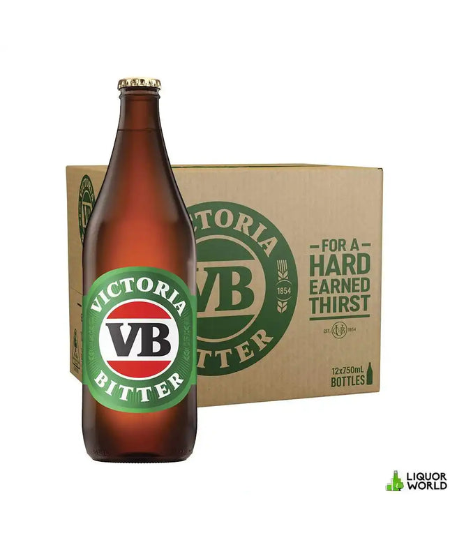 Victoria Bitter Longneck VB Beer Case 12 x 750mL Bottles - Liquorworld