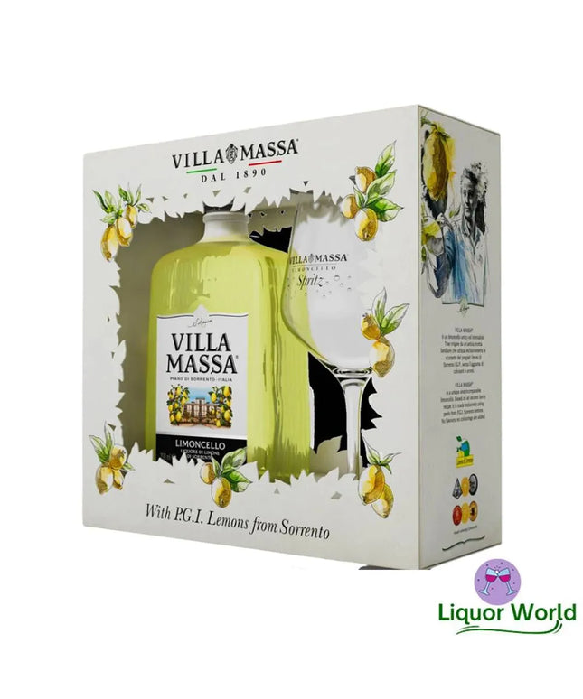 Villa Massa Limoncello Lemon Liqueur + 1 Glass Gift Pack 500mL - Liquorworld