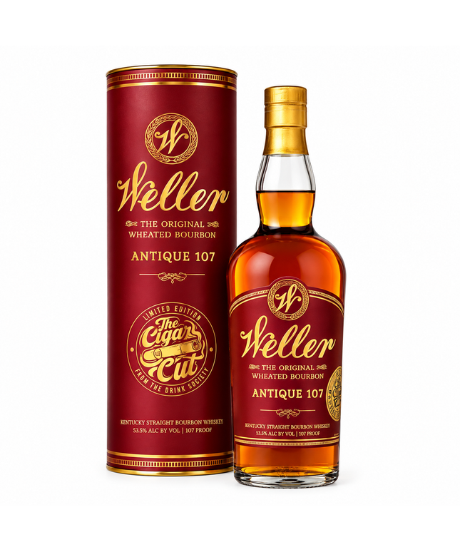W.L. Weller 7 Year Old "Cigar Cut" Antique 107 Kentucky Wheated Bourbon Whiskey 700mL