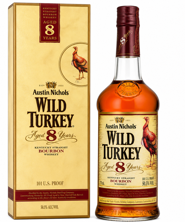 Wild Turkey 8 Year Old 2010 Austin Nichols 101 Proof With Gift Box Kentucky Straight Bourbon Whiskey 700mL