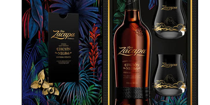 Zacapa Centenario Edicion Negra Sistema Solera Gran Reserva Rum + 2 Glasses Gift Pack 700mL - Liquorworld
