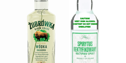 Zubrowka Bison Grass Vodka 700mL + Polmos Spirytus Rectified Spirit 500mL – 2 Bottle Pack
