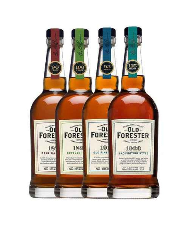 Old Forester Original Whiskey Row Collection 1870 + 1897+ 1910 + 1920 Kentucky Straight Bourbon 4 x 750mL