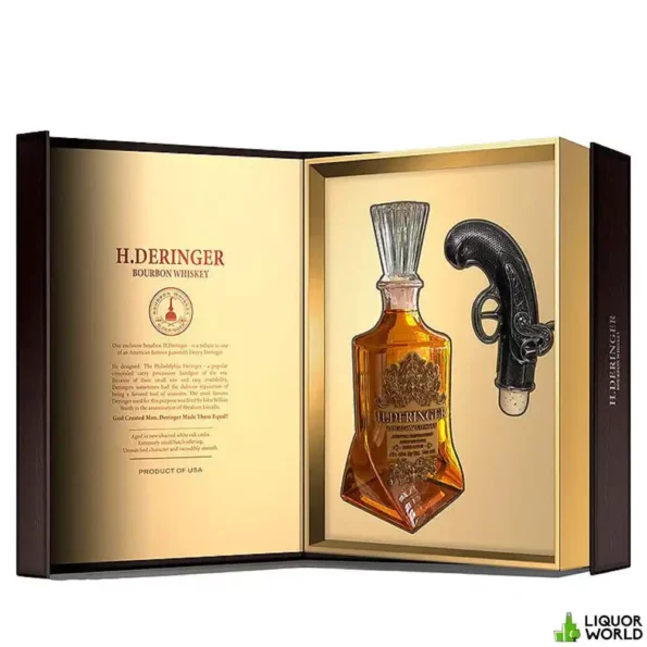 H. Deringer Small Batch Bourbon Whiskey Decanter + Gun Stopper Gift Set 750mL2