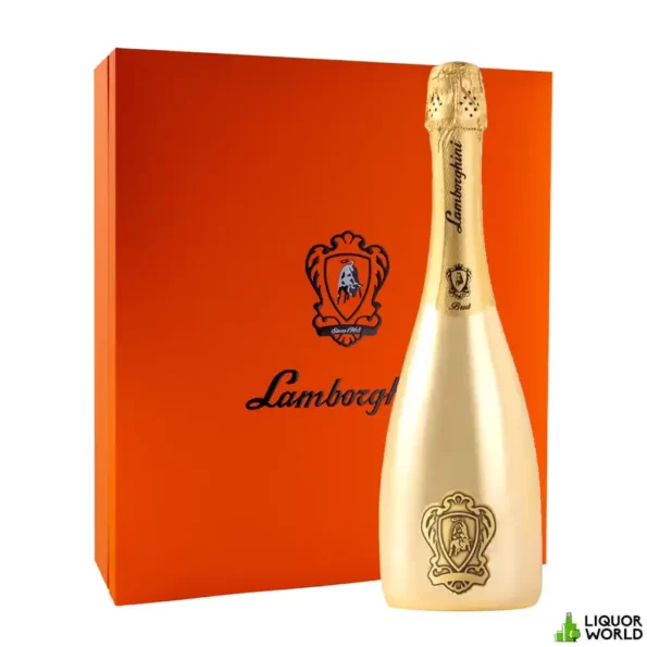 Lamborghini Gold Brut Pinot Noir Chardonnay Sparkling Wine NV + 2 Glasses Gift Box 750mL
