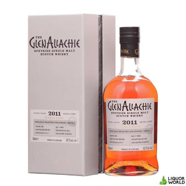 Glenallachie 11 Year Old 2011 Single Cask Ruby Port Pipe Cask Strength Single Malt Scotch Whisky 700mL