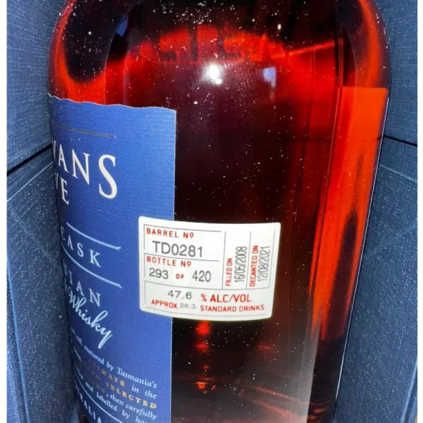 Sullivans Cove Single Cask French Oak TD0281 Single Malt Whisky 700ml 3