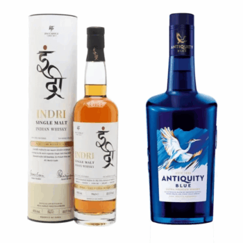 Antiquity Blue Ultra & INDRI Single Malt Premium Indian Whisky Duo (750mL + 700mL)