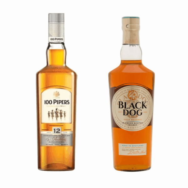Black Dog Triple Gold Reserve 100 Pipers 12YO Whisky 2 Bottle Combo Black Dog Triple Gold Reserve 100 Pipers 12YO Whisky 2 Bottle Combo