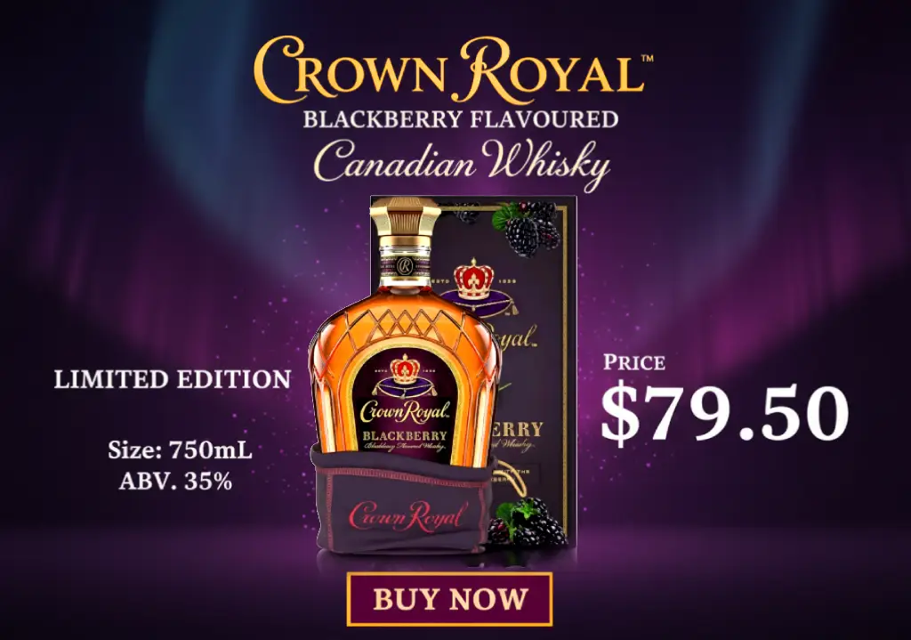 Crown Royal Blackberry Flavoured Canadian Whisky 750mL banner