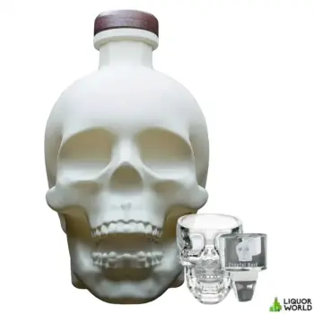 Crystal Head Bone Limited Edition Ceramic Skull Decanter Vodka + Skull Shot Glass & Crystal Engraved Stopper 700mL