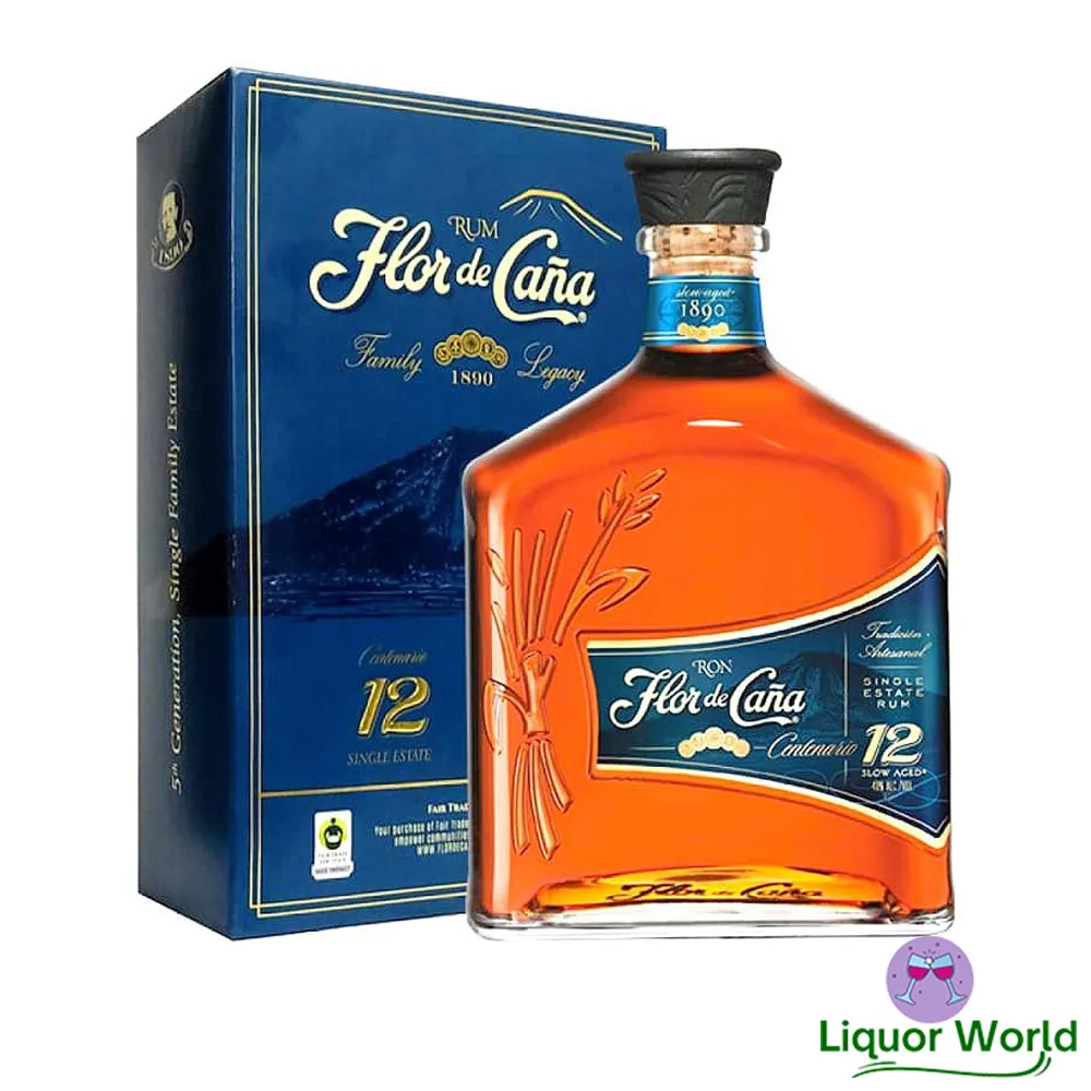 Flor de Cana 12 Year Old Centenario Rum 1L Flor de Cana 12 Year Old Centenario Rum 1L