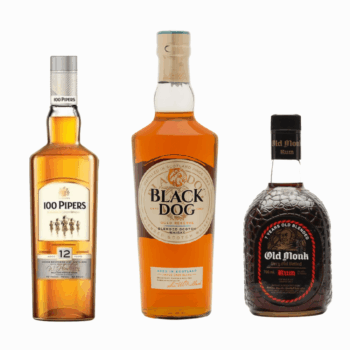 Old Monk 7YO Rum + 100 Pipers 12YO Whisky + Black Dog Triple Gold Reserve – 3 Bottle Combo Pack