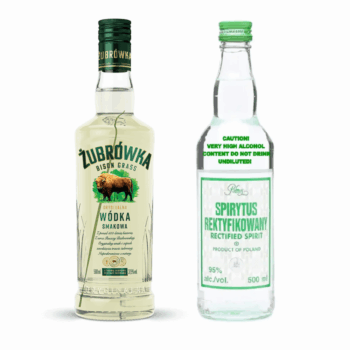 Zubrowka Bison Grass Vodka 700mL + Polmos Spirytus Rectified Spirit 500mL – 2 Bottle Pack