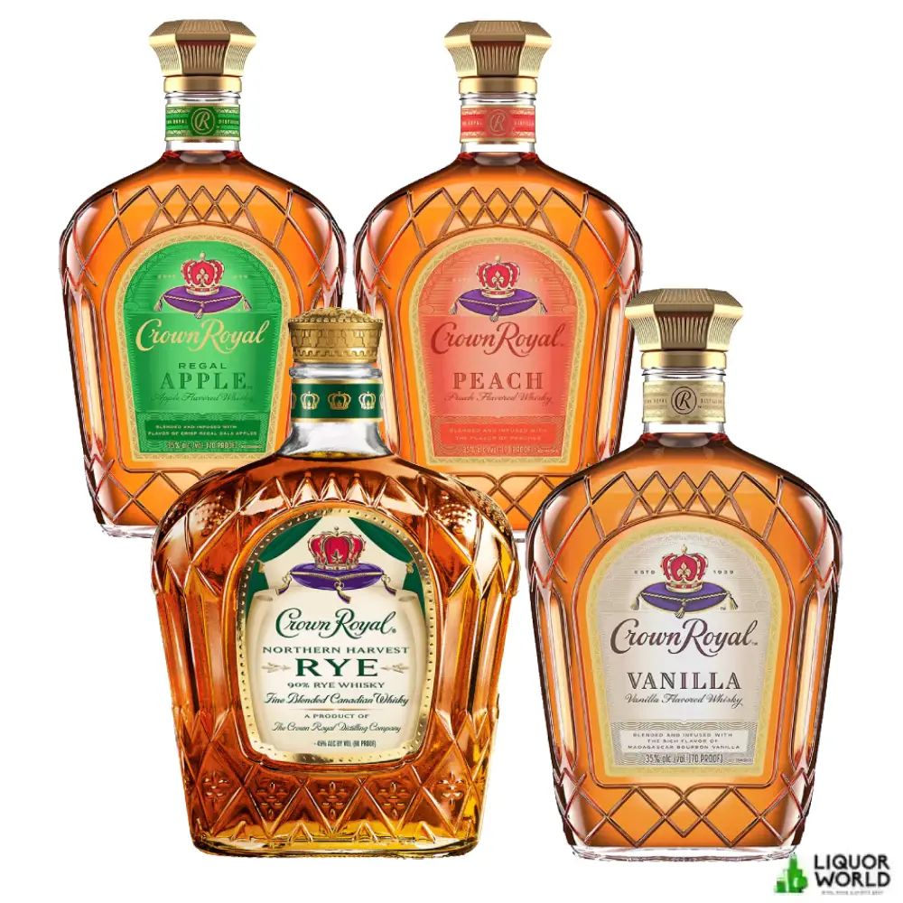 Crown Royal 4 Pack Combo – Canadian Whisky Collection (4 x 1L) Crown Royal 4 Pack Combo, Crown Royal Whisky Bundle Australia, Crown Royal Apple Peach Vanilla, Canadian Whisky Gift Pack, Crown Royal 1L Pack